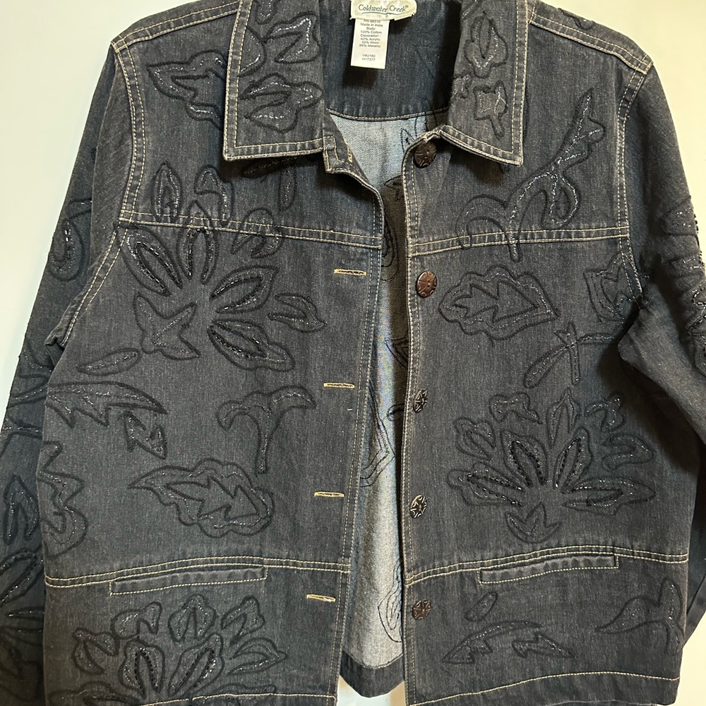 Embroidered black Denim Jacket
